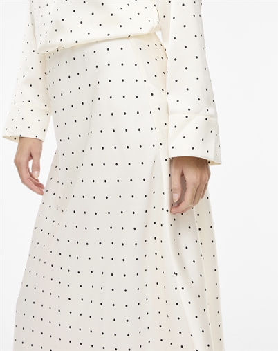 Vila - VIFadia Midi Ankle Nederdel - Cloud Dancer/Black Dots